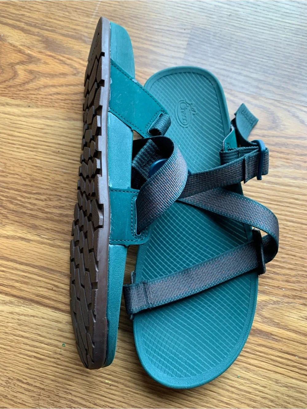 Chaco Men's Teal Footbed Sandals Slippers Like New Size 13 Summer Shoes